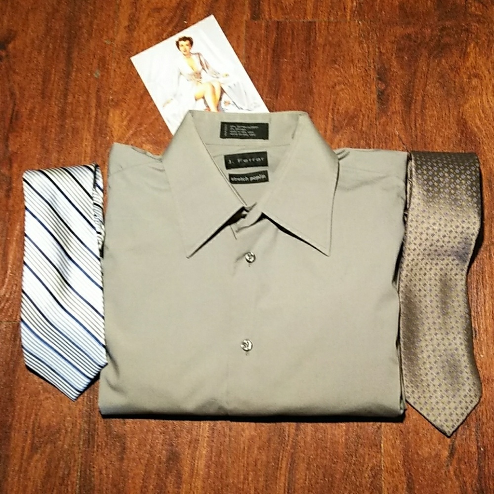 Izod J Ferrar shirt and two tie combo